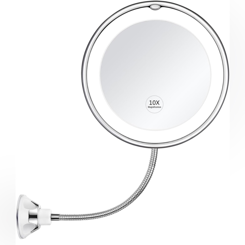 Makeup mirror with Flexible gooseneck 10x magnification. LED light
